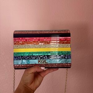 Kurt Geiger Rainbow Striped Clutch